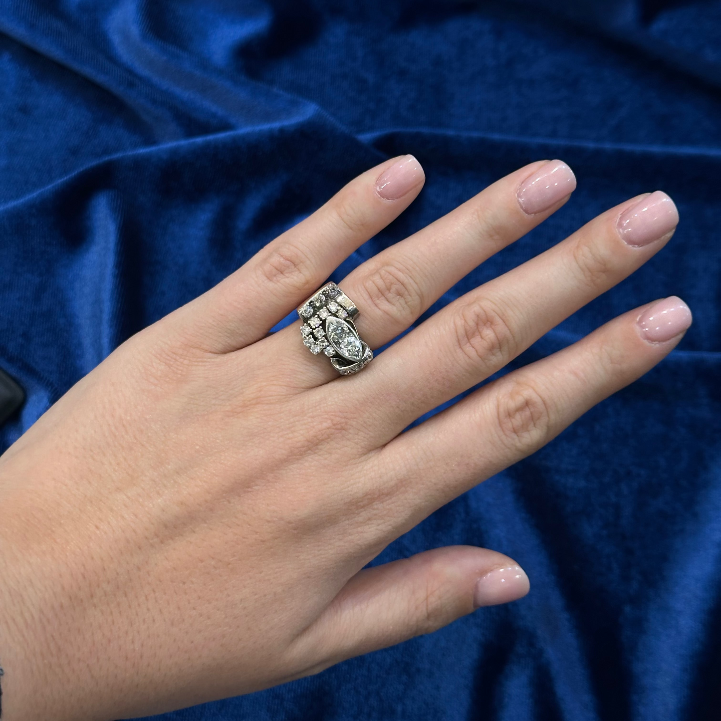 Anello anni '40 in oro e diamanti