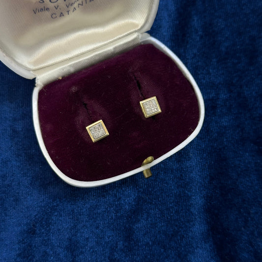 Orecchini quadrati oro giallo e diamanti